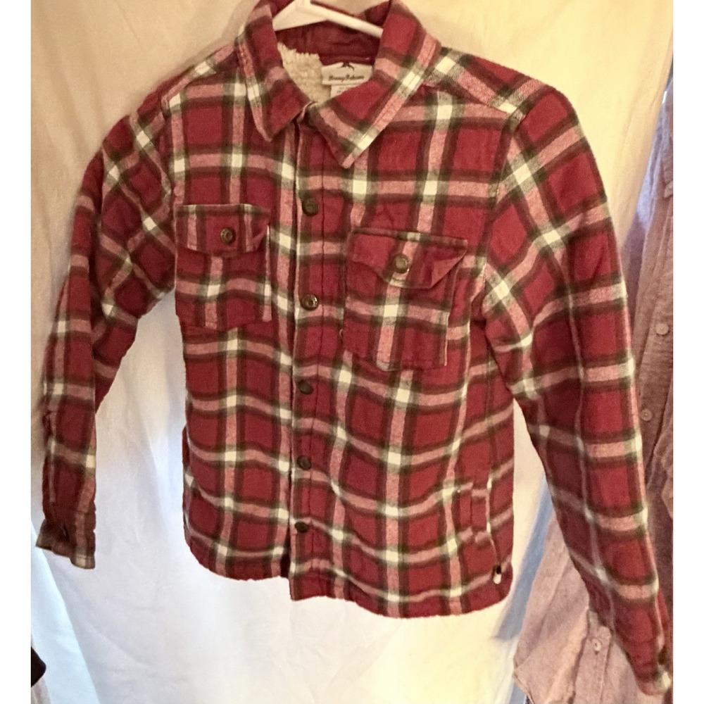 Tommy Bahama Boys Flannel Plaid Sherpa Lined Jacket Youth Large 10/12